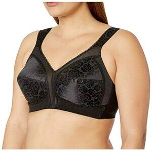 Playtex Women 18 Hour Ultimate Lift & Support Wireless Bra Size 44C Black Floral